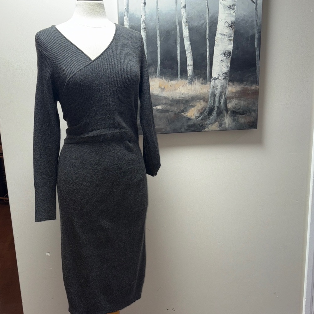 NWT leith Gray Wrap sweater Dress